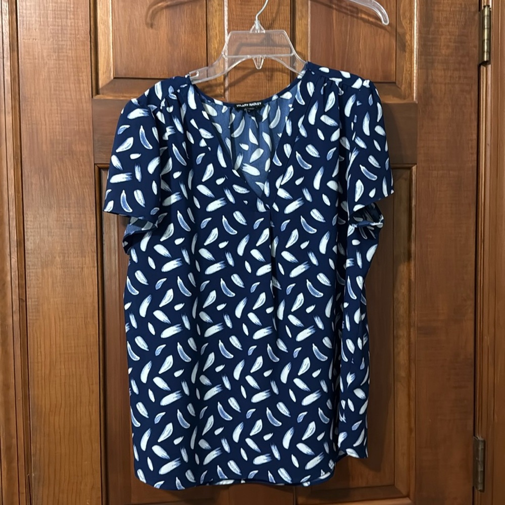 Hilary Radley Blue and white blouse.